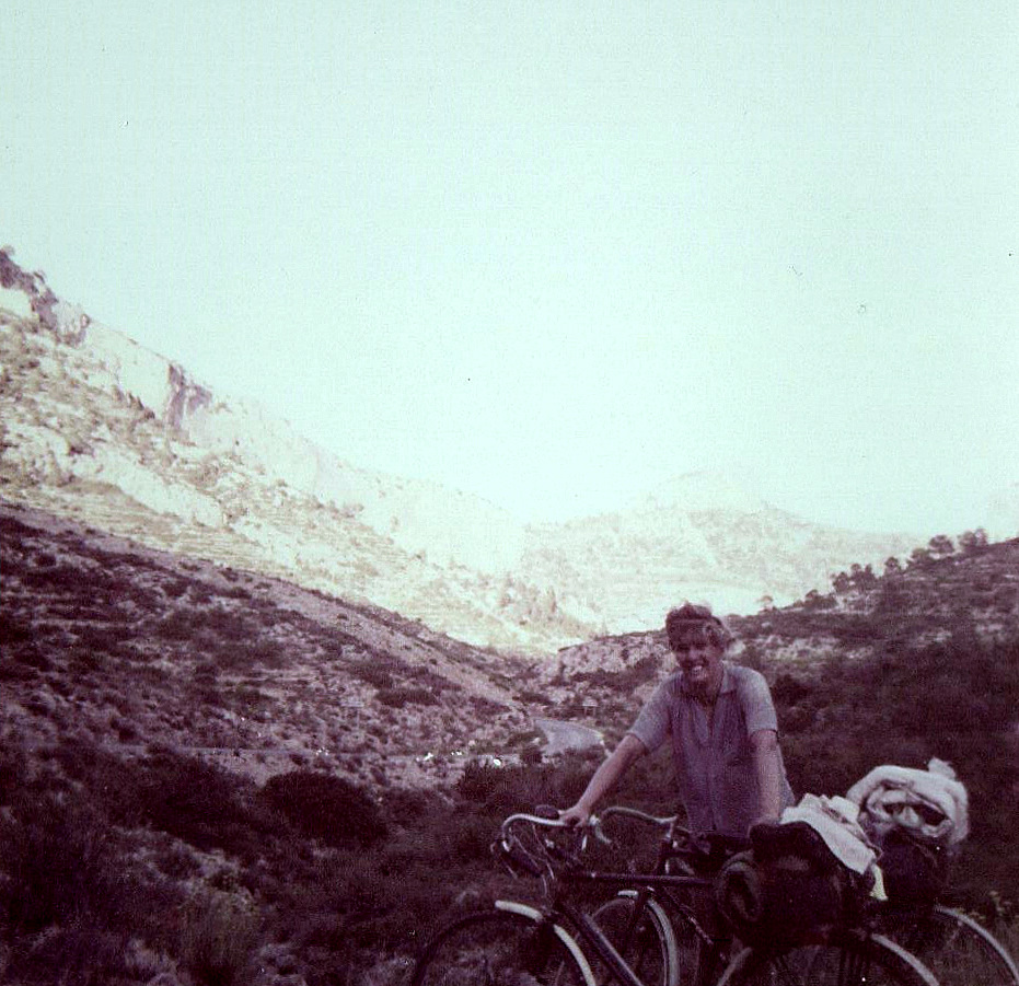 Heavily loaded bicycles in the mountains